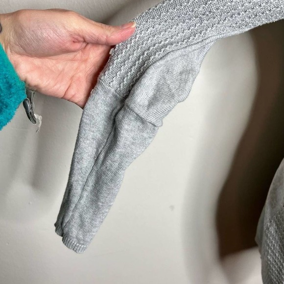 Tahari Cardigan XS Gray Cotton & Cashmere Open Front Knit 3/4 Sleeve Sweater - Picture 2 of 6